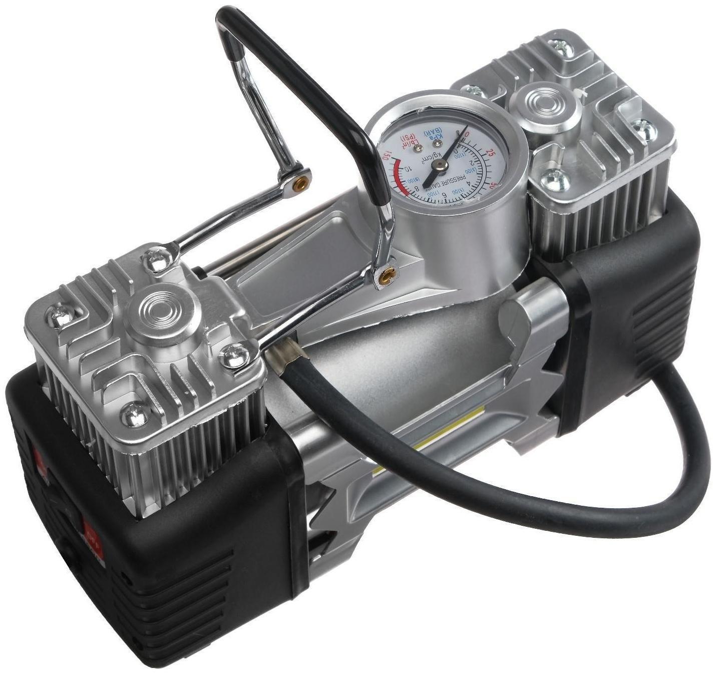 Компрессор автомобильный TORSO, двухпоршневой 12В, подсветка, 85 л/мин, провод 2.5 м