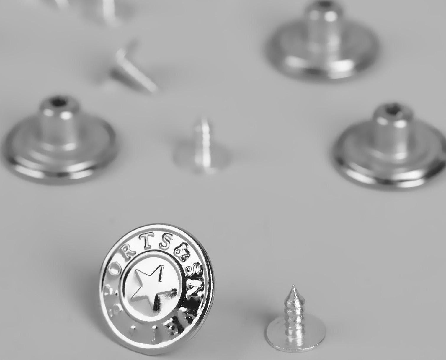 Набор джинсовых пуговиц, 17 мм, 100 шт, цвет серебряный