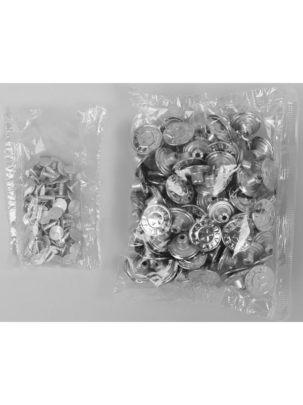 Набор джинсовых пуговиц, 17 мм, 100 шт, цвет серебряный