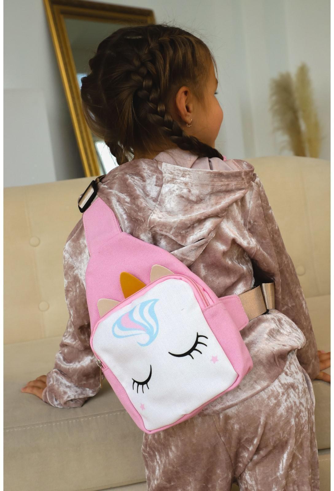Сумка детская через плечо Волшебный единорог на молнии, цвет розовый
