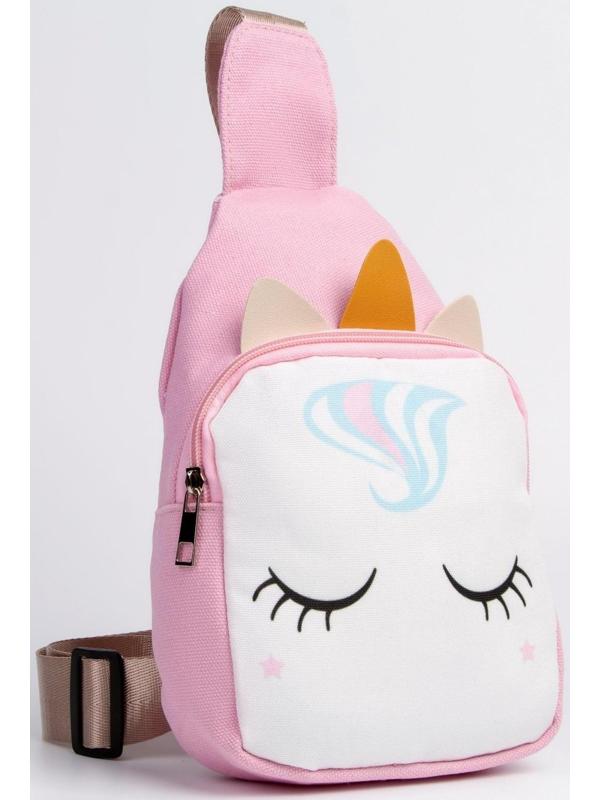 Сумка детская через плечо Волшебный единорог на молнии, цвет розовый