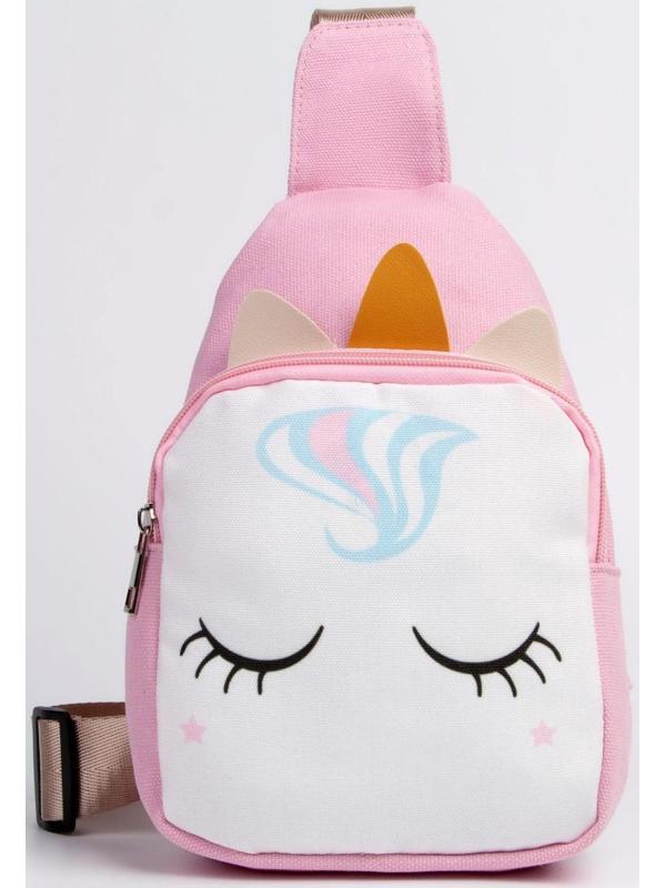 Сумка детская через плечо Волшебный единорог на молнии, цвет розовый
