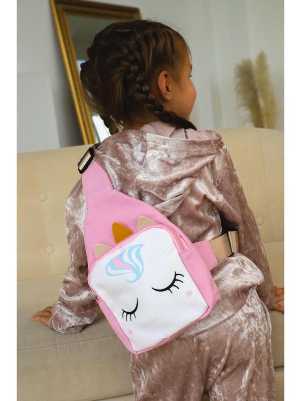 Сумка детская через плечо Волшебный единорог на молнии, цвет розовый