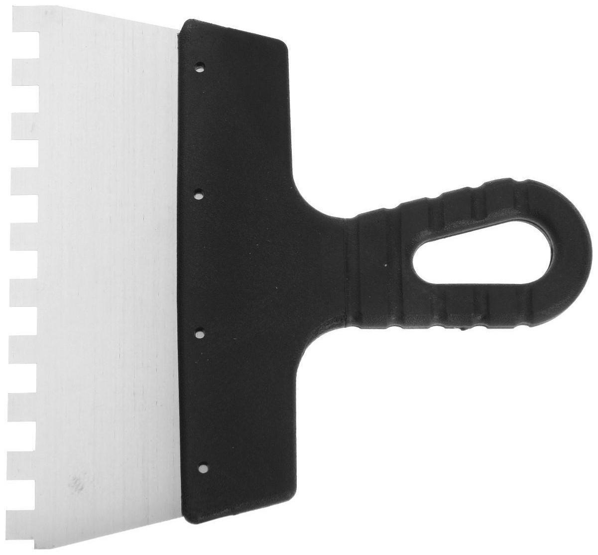 Шпатель зубчатый ЛОМ, 200 мм, зуб 10 мм, нержавеющая сталь