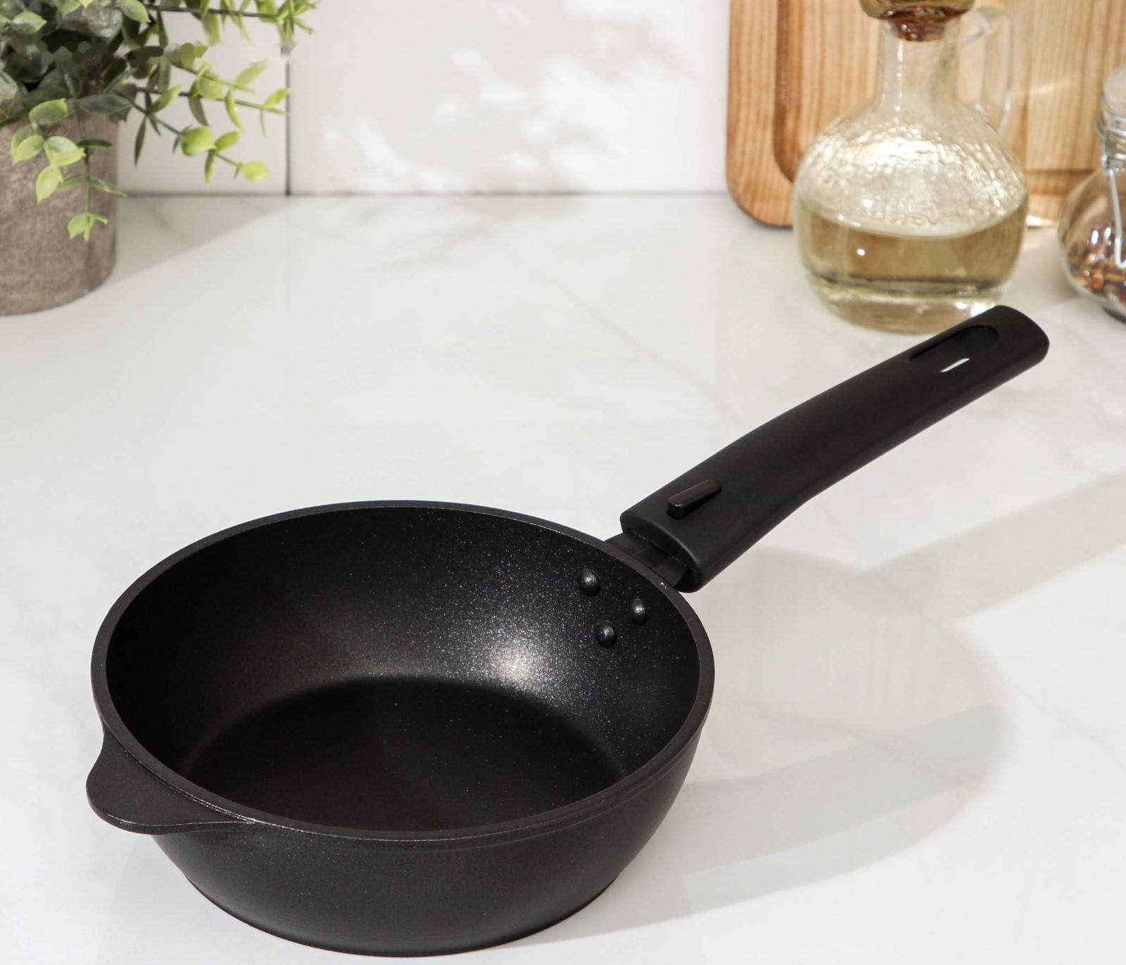 Сковорода «Уля», d=16 см, съёмная ручка, антипригарное покрытие, цвет антрацит