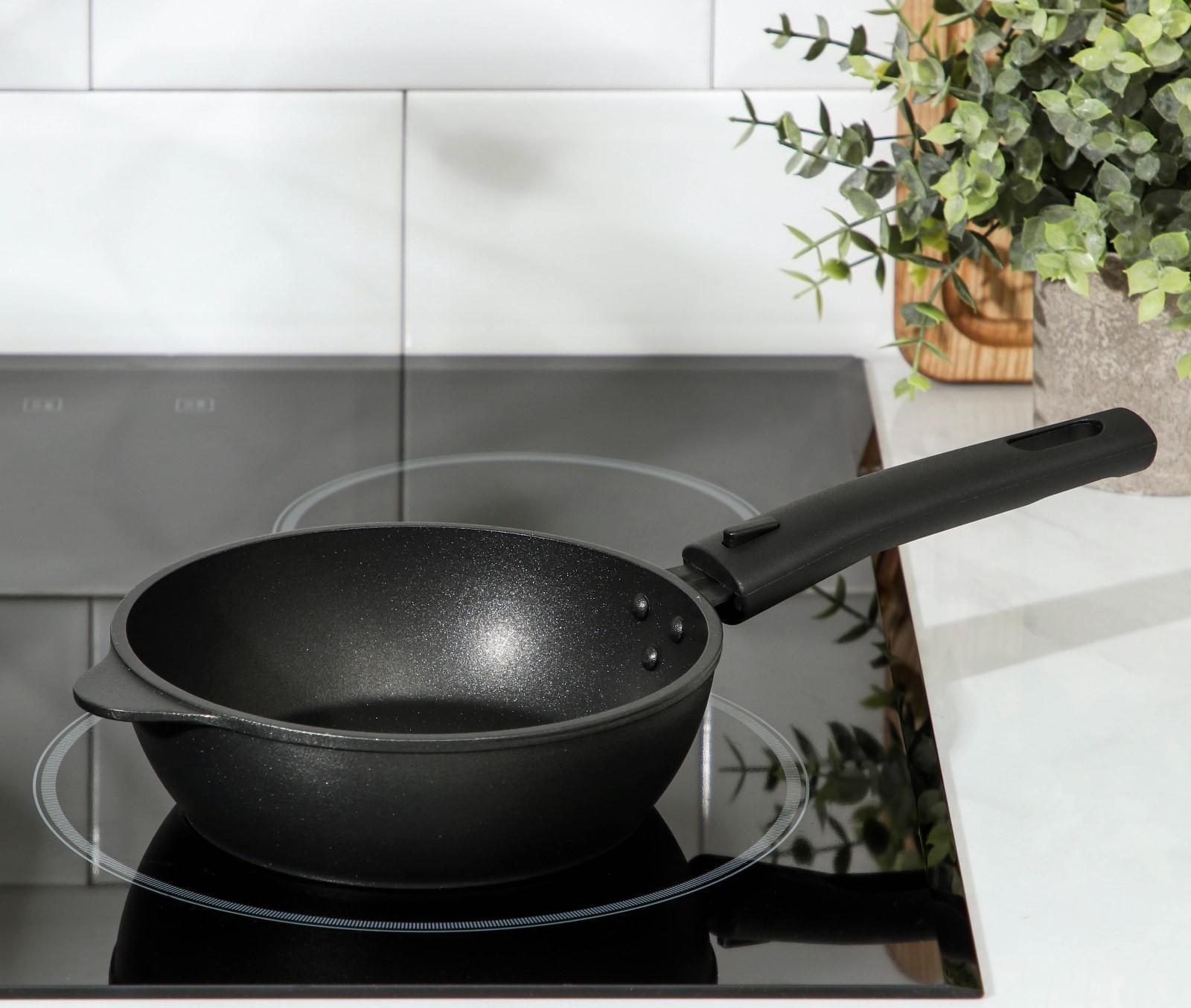 Сковорода «Уля», d=16 см, съёмная ручка, антипригарное покрытие, цвет антрацит