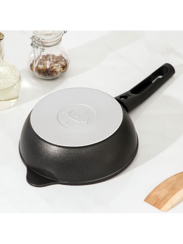Сковорода «Уля», d=16 см, съёмная ручка, антипригарное покрытие, цвет антрацит