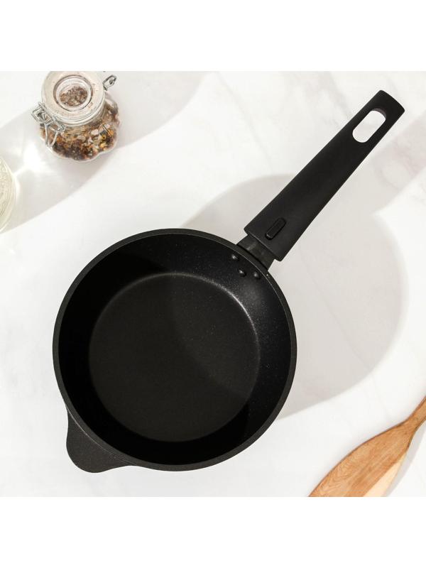 Сковорода «Уля», d=16 см, съёмная ручка, антипригарное покрытие, цвет антрацит