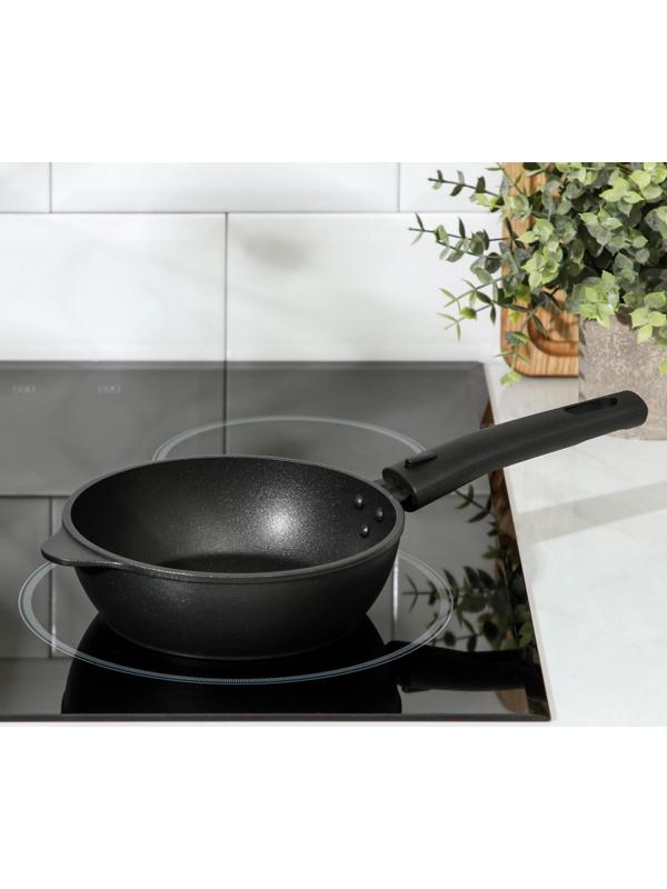 Сковорода «Уля», d=16 см, съёмная ручка, антипригарное покрытие, цвет антрацит