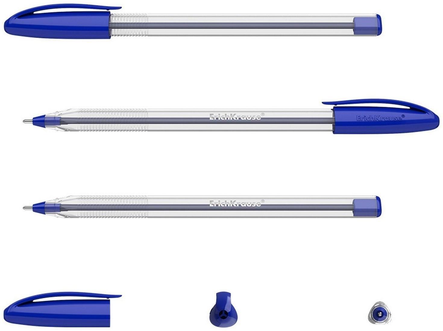Ручка шариковая ErichKrause U-108 Classic Stick, игольчатый узел 1,0 мм, чернила синие, ультра-мягкое письмо