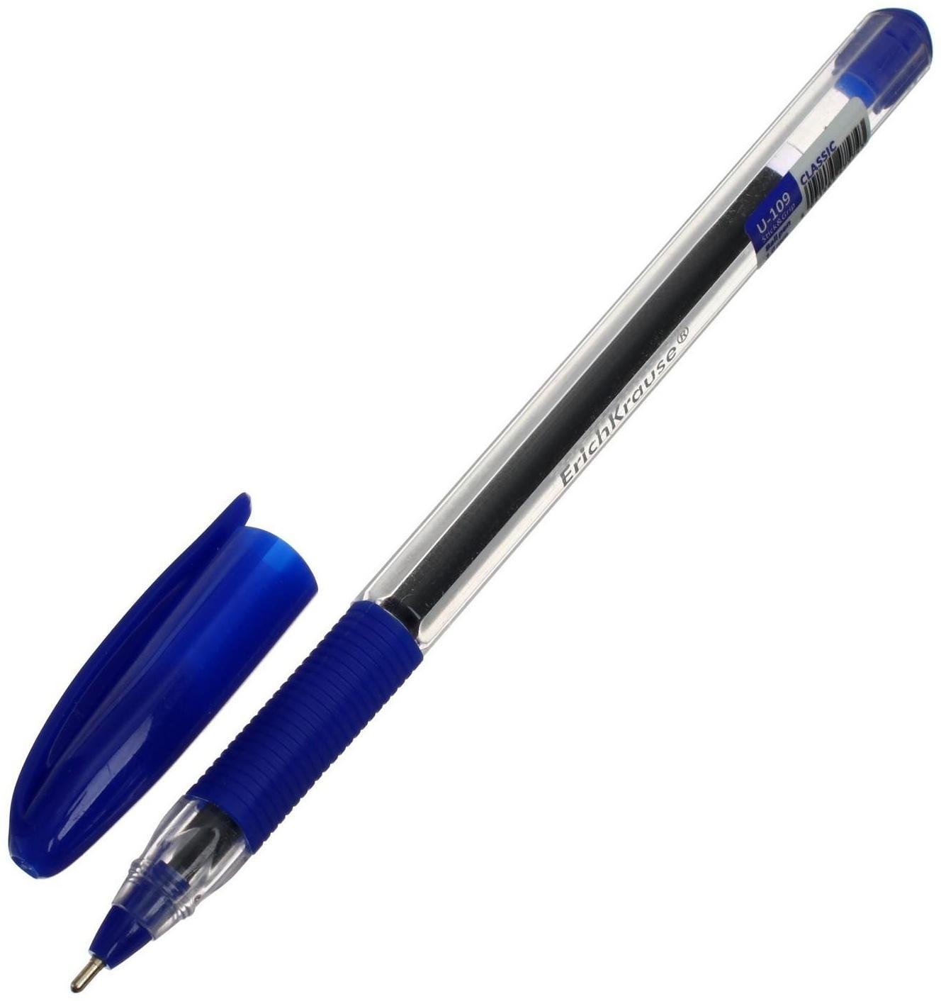 Ручка шариковая ErichKrause U-109 Classic Stick&Grip 1.0, Ultra Glide Technology, чернила синие