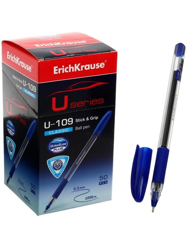 Ручка шариковая ErichKrause U-109 Classic Stick&Grip 1.0, Ultra Glide Technology, чернила синие