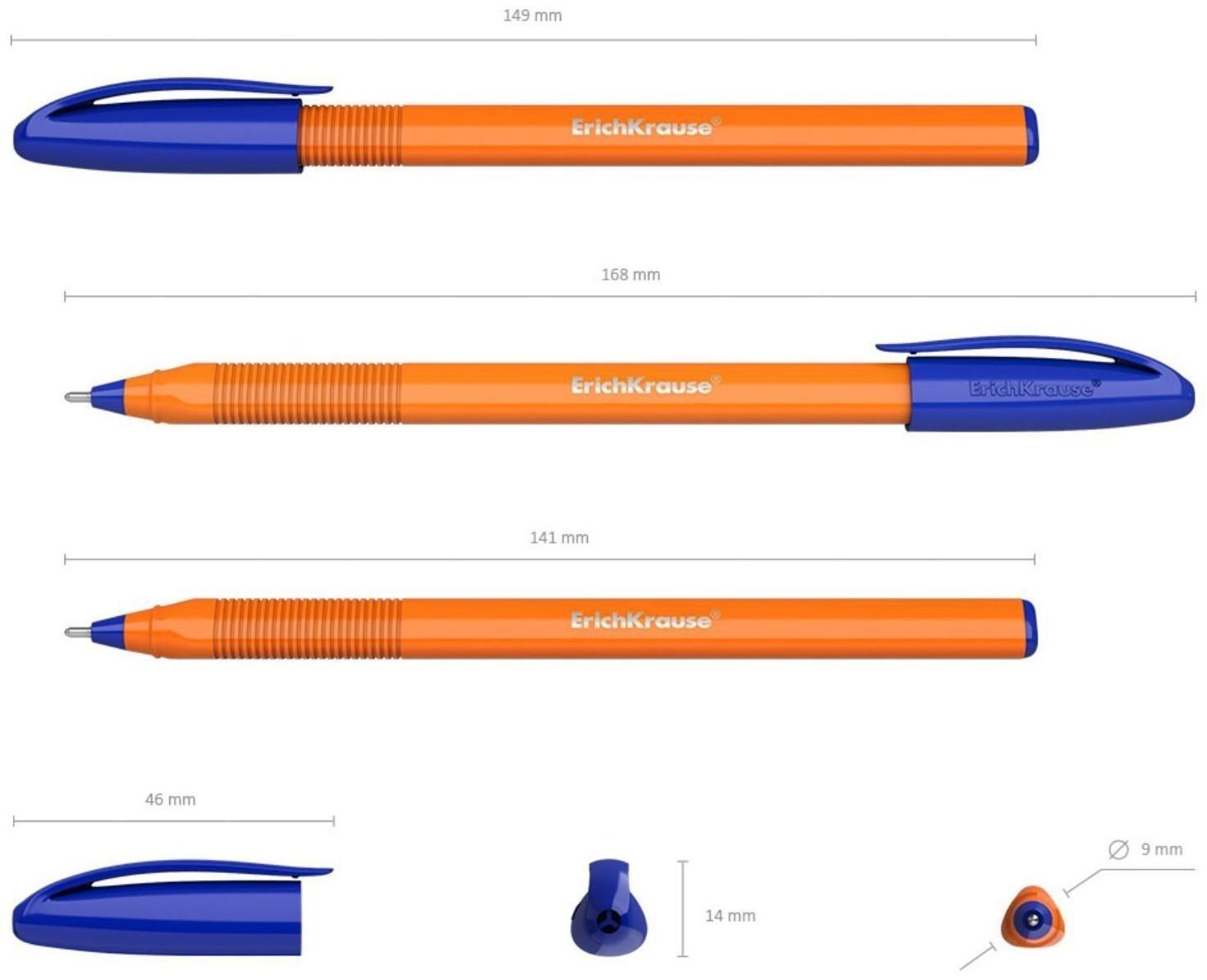 Ручка шариковая ErichKrause U-108 Orange Stick 1.0, Ultra Glide Technology, чернила синие