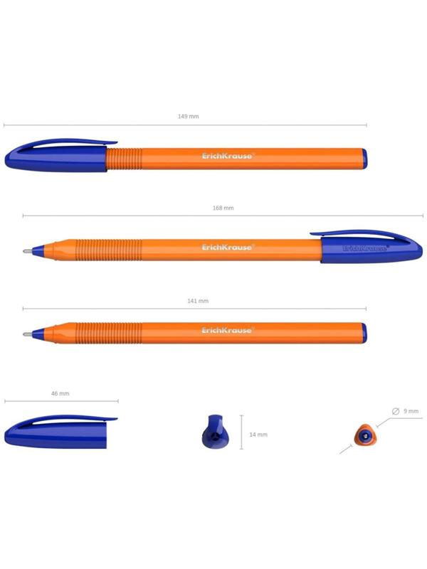 Ручка шариковая ErichKrause U-108 Orange Stick 1.0, Ultra Glide Technology, чернила синие
