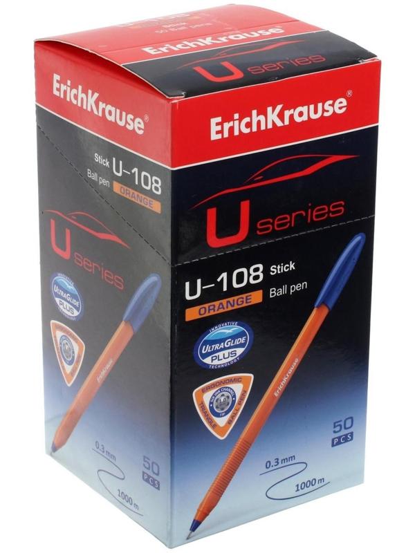 Ручка шариковая ErichKrause U-108 Orange Stick 1.0, Ultra Glide Technology, чернила синие