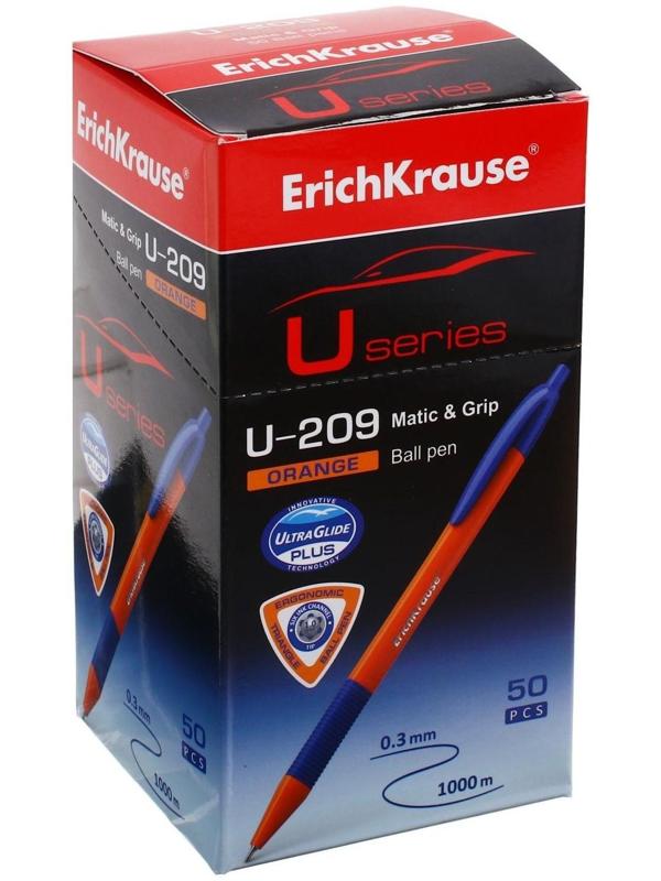 Ручка шариковая автоматическая ErichKrause U-209 Orange Matic&Grip 1.0, Ultra Glide Technology, чернила синие