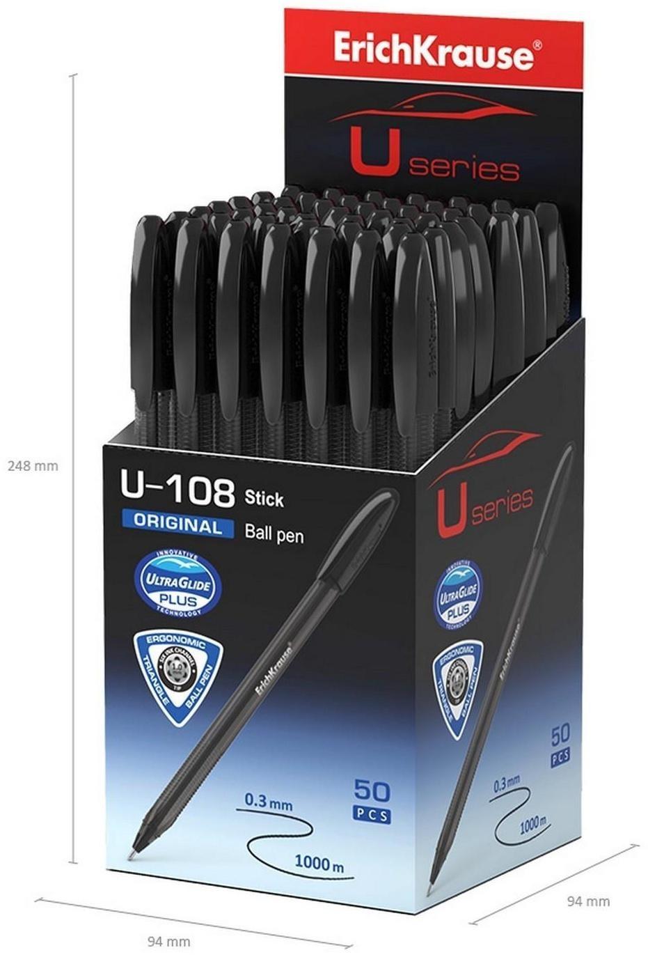 Ручка шариковая Erich Krause U-108 Original Stick 1.0, Ultra Glide Technology, черная