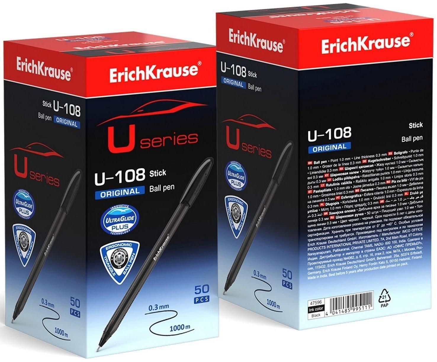 Ручка шариковая Erich Krause U-108 Original Stick 1.0, Ultra Glide Technology, черная