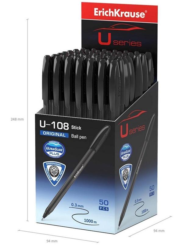 Ручка шариковая Erich Krause U-108 Original Stick 1.0, Ultra Glide Technology, черная