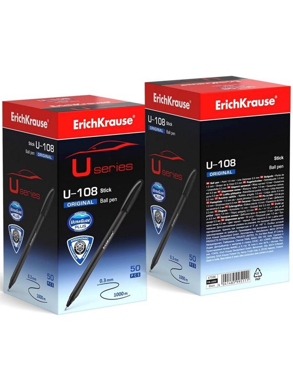 Ручка шариковая Erich Krause U-108 Original Stick 1.0, Ultra Glide Technology, черная
