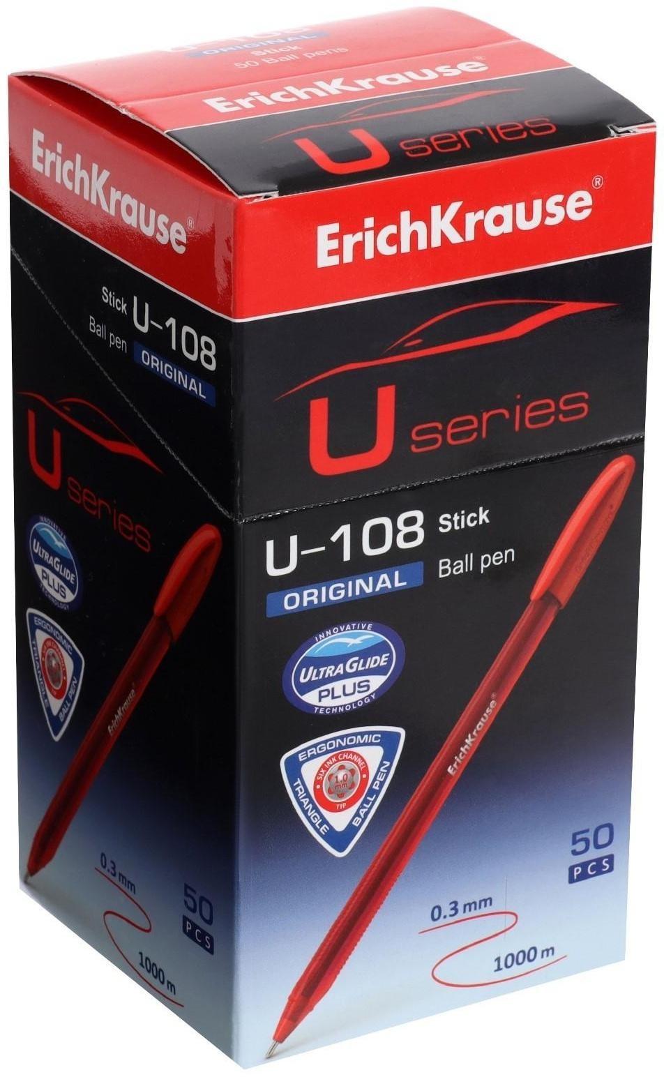 Ручка шариковая ErichKrause U-108 Original Stick 1.0, Ultra Glide Technology, красная