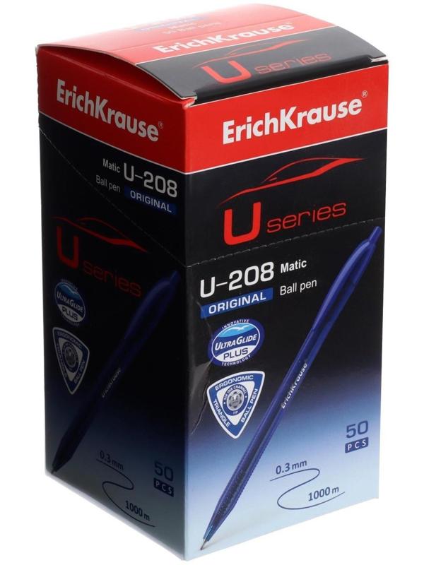 Ручка шариковая автоматическая ErichKrause U-208 Original Matic, игольчатый узел 1,0 мм, чернила синие, ультра-мягкое письмо
