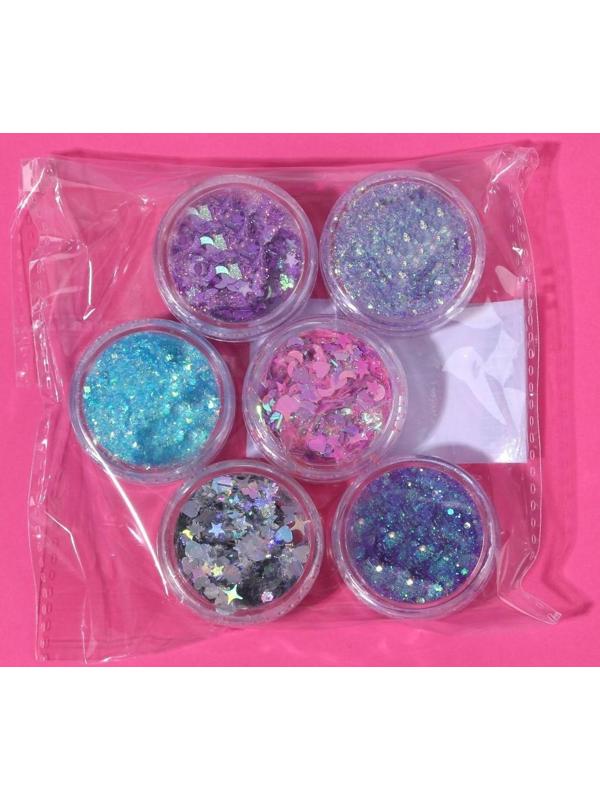 Набор глиттеров для лица и тела Totally magical, 6 цветов