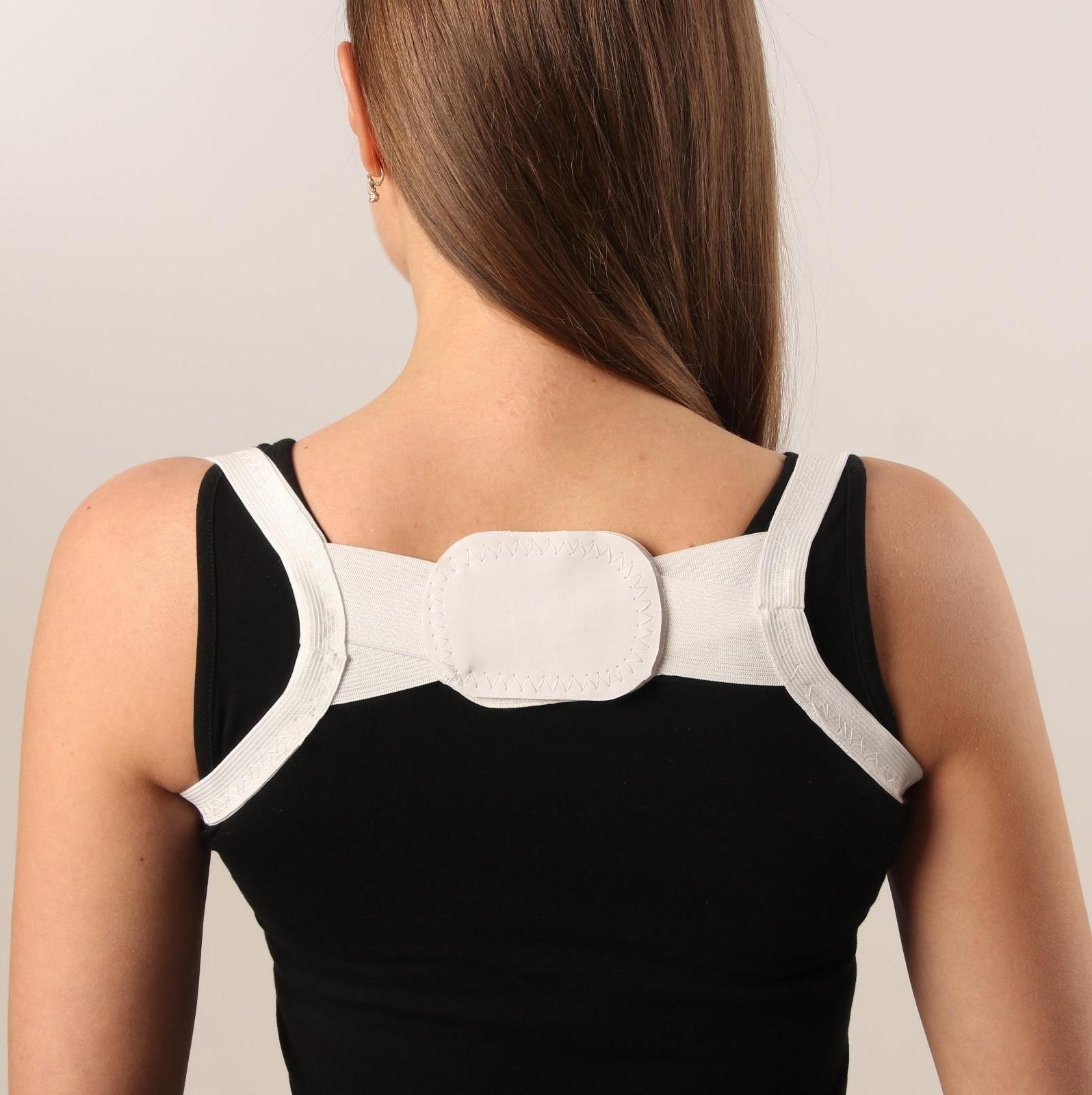 Массажёр-фиксатор для осанки, на липучках, размер S-M, цвет белый