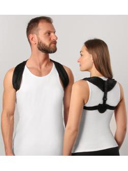 Массажёр-фиксатор для осанки, на липучках, размер универсальный, цвет чёрный