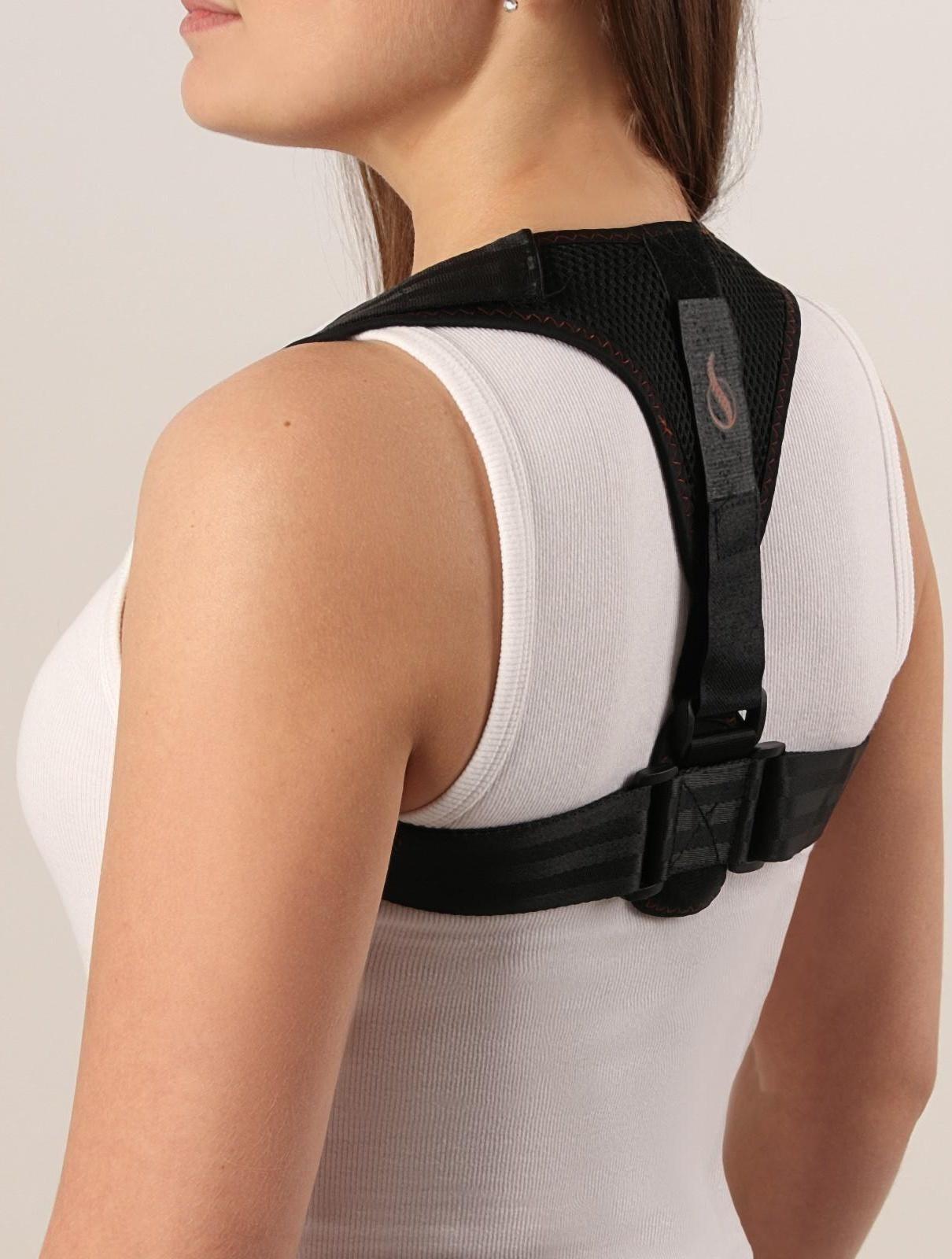 Массажёр-фиксатор для осанки, на липучках, размер универсальный, цвет чёрный