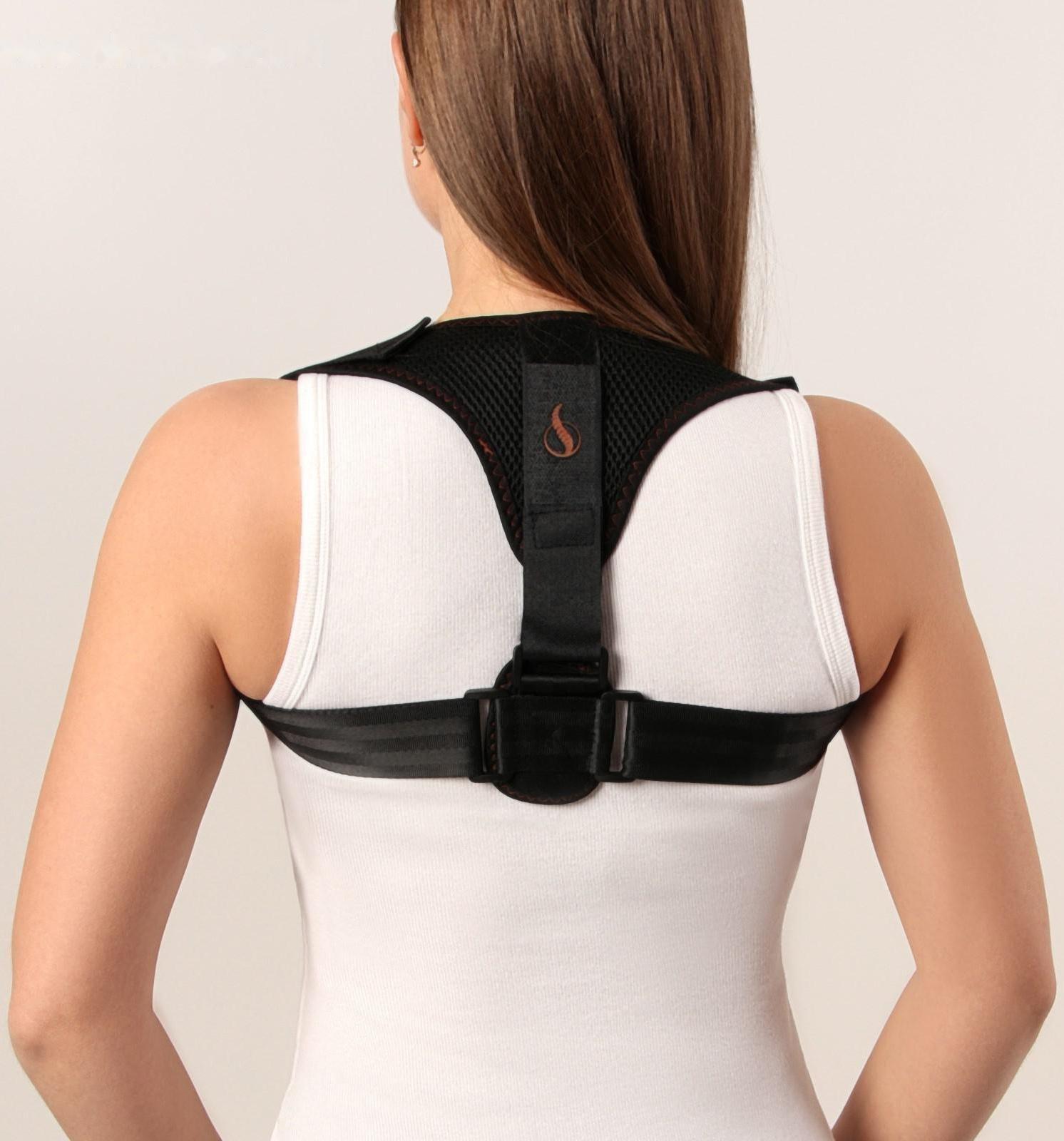 Массажёр-фиксатор для осанки, на липучках, размер универсальный, цвет чёрный