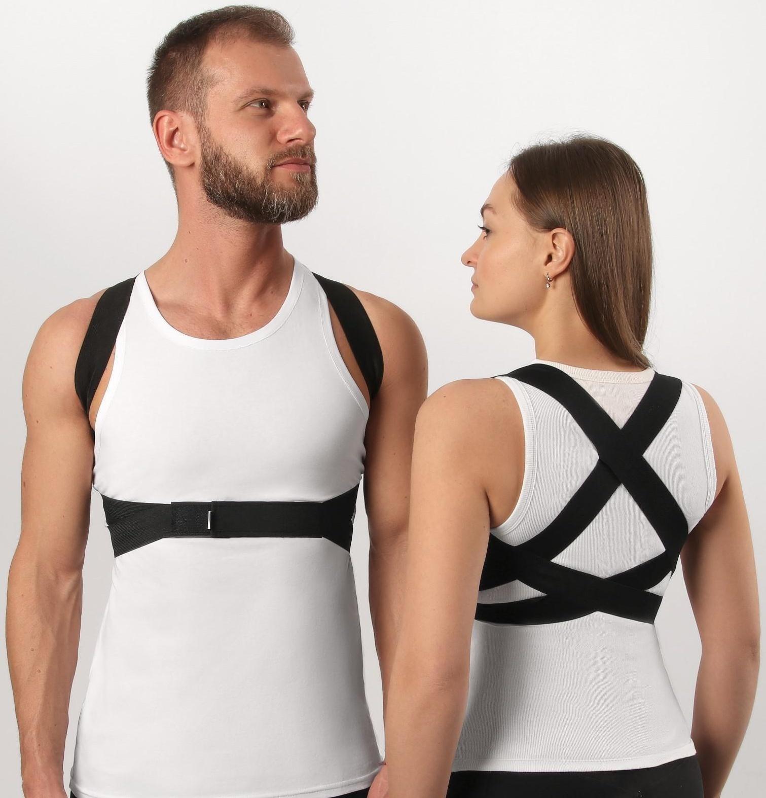 Массажёр-фиксатор для осанки, на липучках, размер M, цвет чёрный