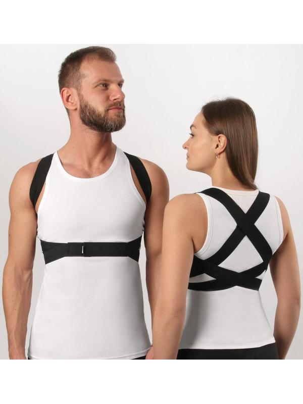 Массажёр-фиксатор для осанки, на липучках, размер M, цвет чёрный