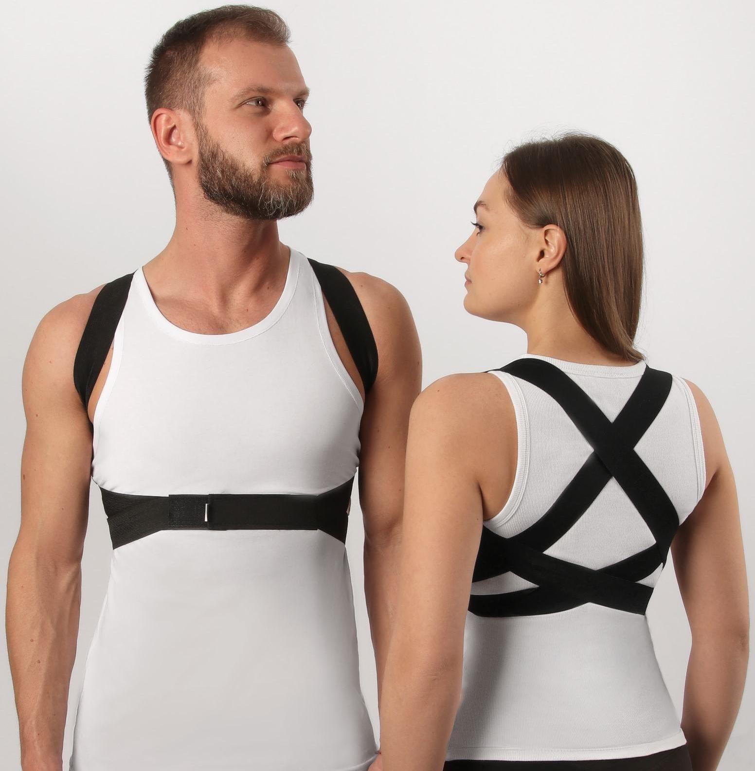 Массажёр-фиксатор для осанки, на липучках, размер XL, цвет чёрный