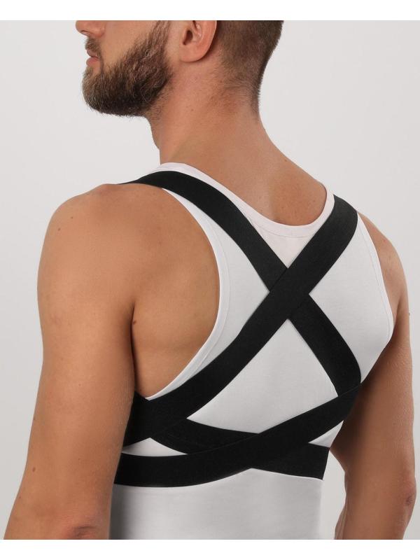 Массажёр-фиксатор для осанки, на липучках, размер XL, цвет чёрный