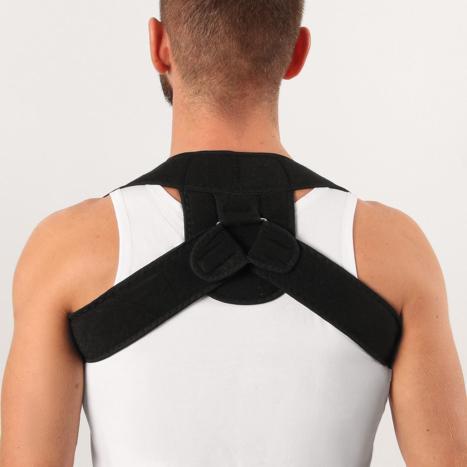 Массажёр-фиксатор для осанки с металлическими вставками, размер S-M, цвет чёрный