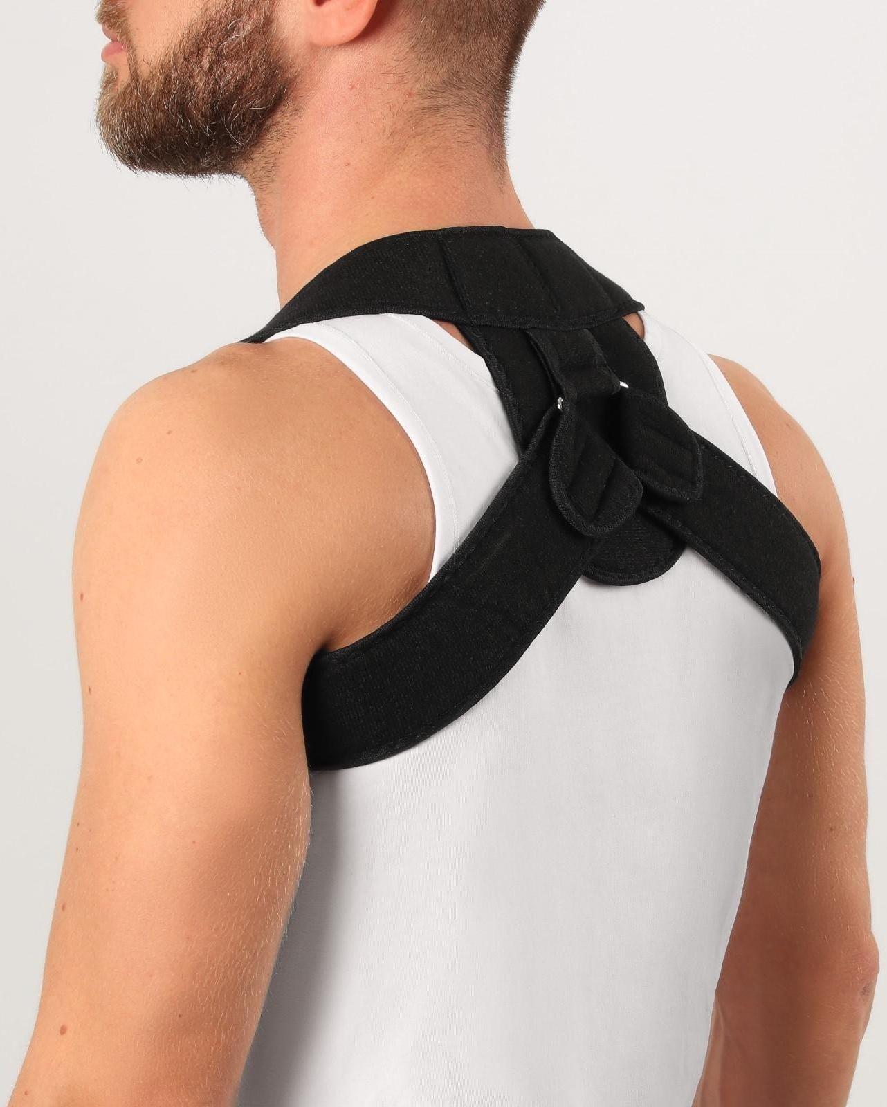 Массажёр-фиксатор для осанки с металлическими вставками, размер S-M, цвет чёрный