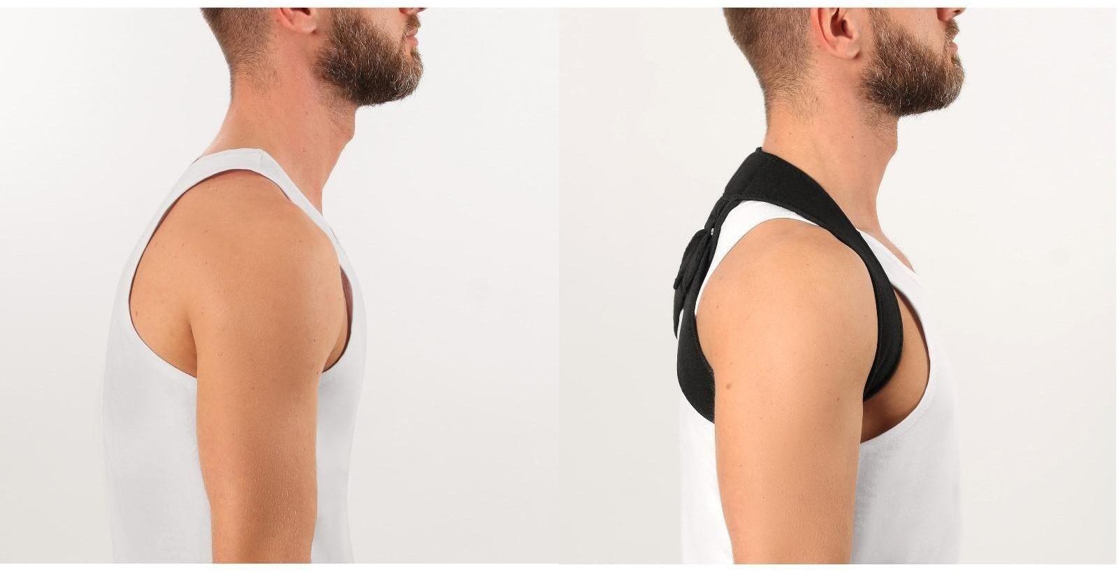 Массажёр-фиксатор для осанки с металлическими вставками, размер S-M, цвет чёрный