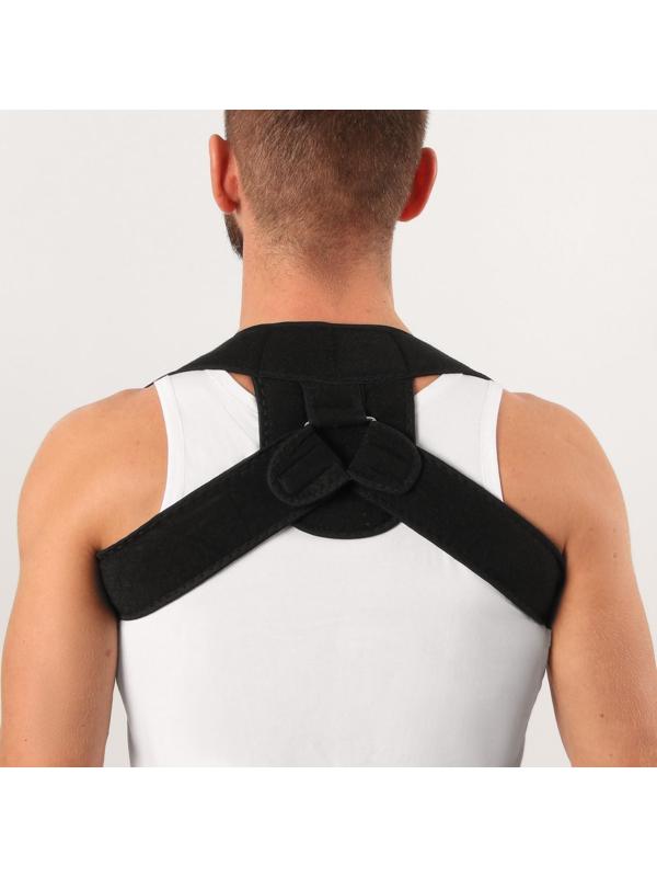 Массажёр-фиксатор для осанки с металлическими вставками, размер S-M, цвет чёрный