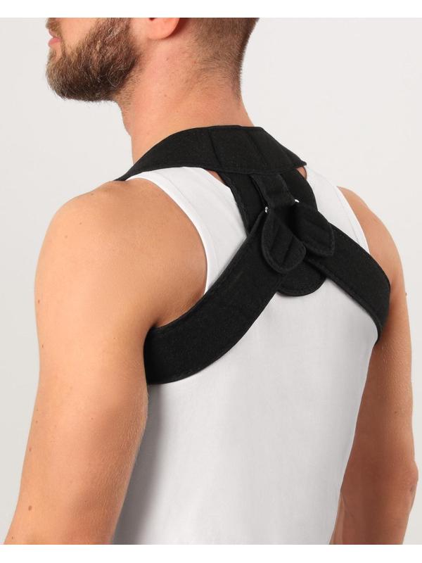 Массажёр-фиксатор для осанки с металлическими вставками, размер S-M, цвет чёрный