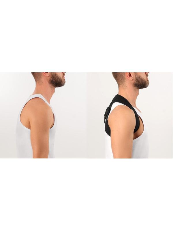 Массажёр-фиксатор для осанки с металлическими вставками, размер S-M, цвет чёрный
