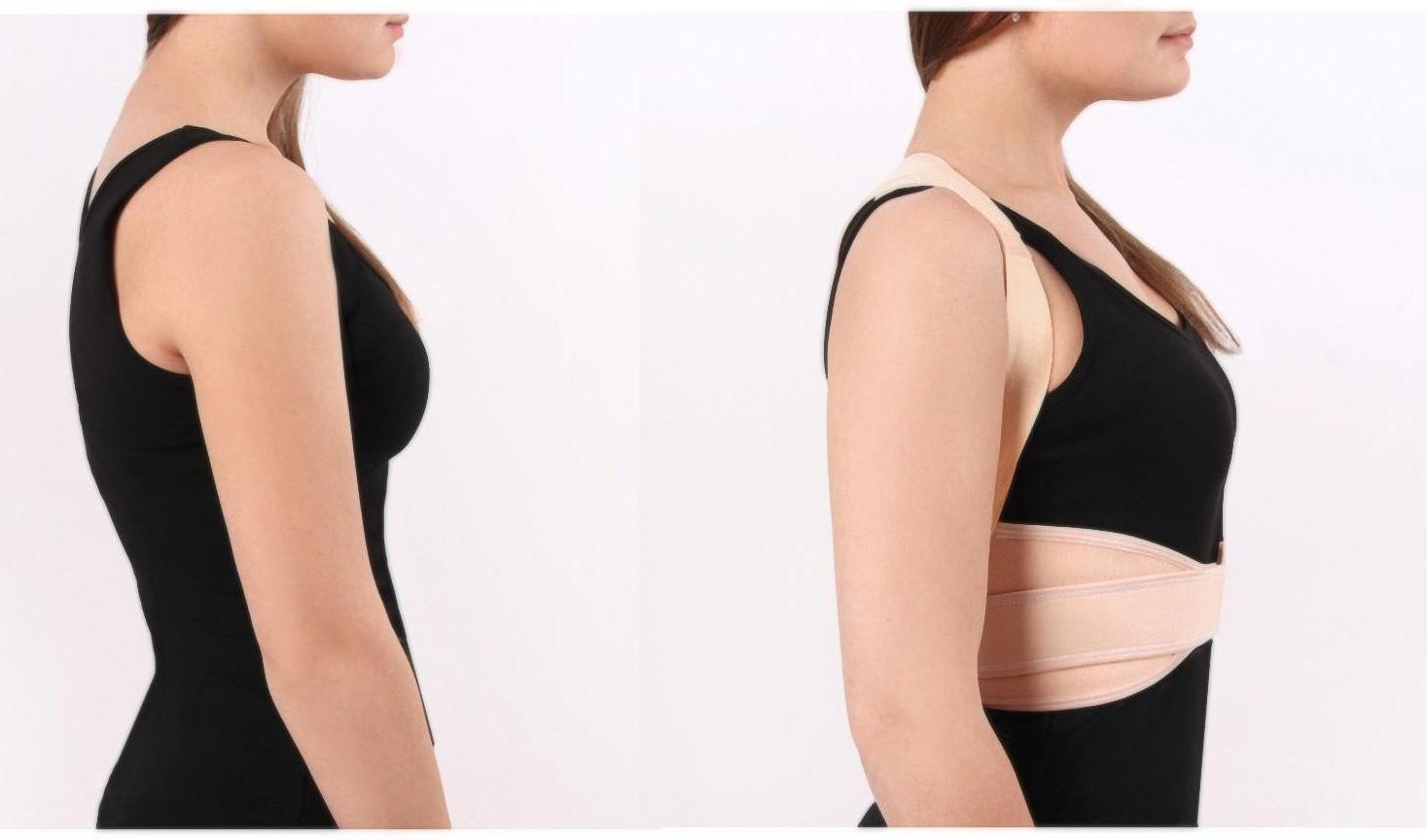 Массажёр-фиксатор для осанки и поясницы, на фастексах, размер M-L, цвет бежевый