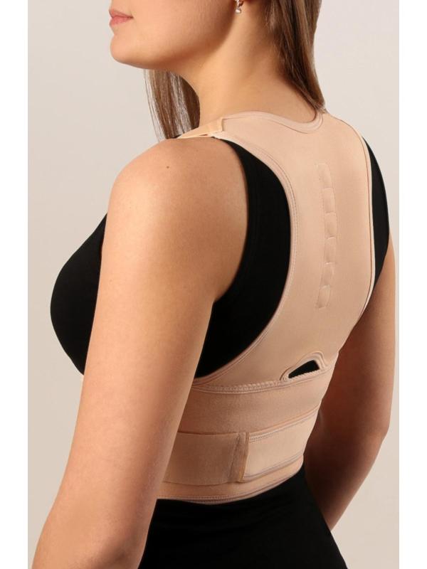 Массажёр-фиксатор для осанки и поясницы, на фастексах, размер M-L, цвет бежевый