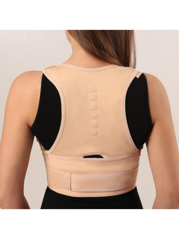 Массажёр-фиксатор для осанки и поясницы, на фастексах, размер M-L, цвет бежевый