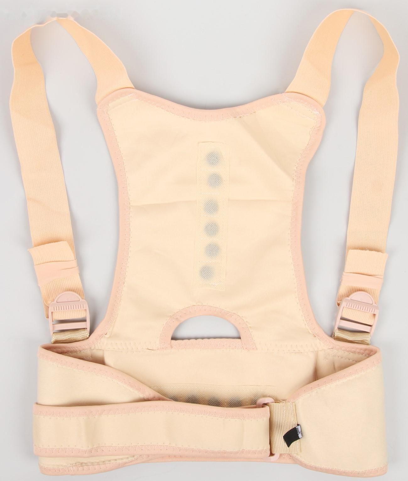 Массажёр-фиксатор для осанки и поясницы, на фастексах, размер L-XL, цвет бежевый