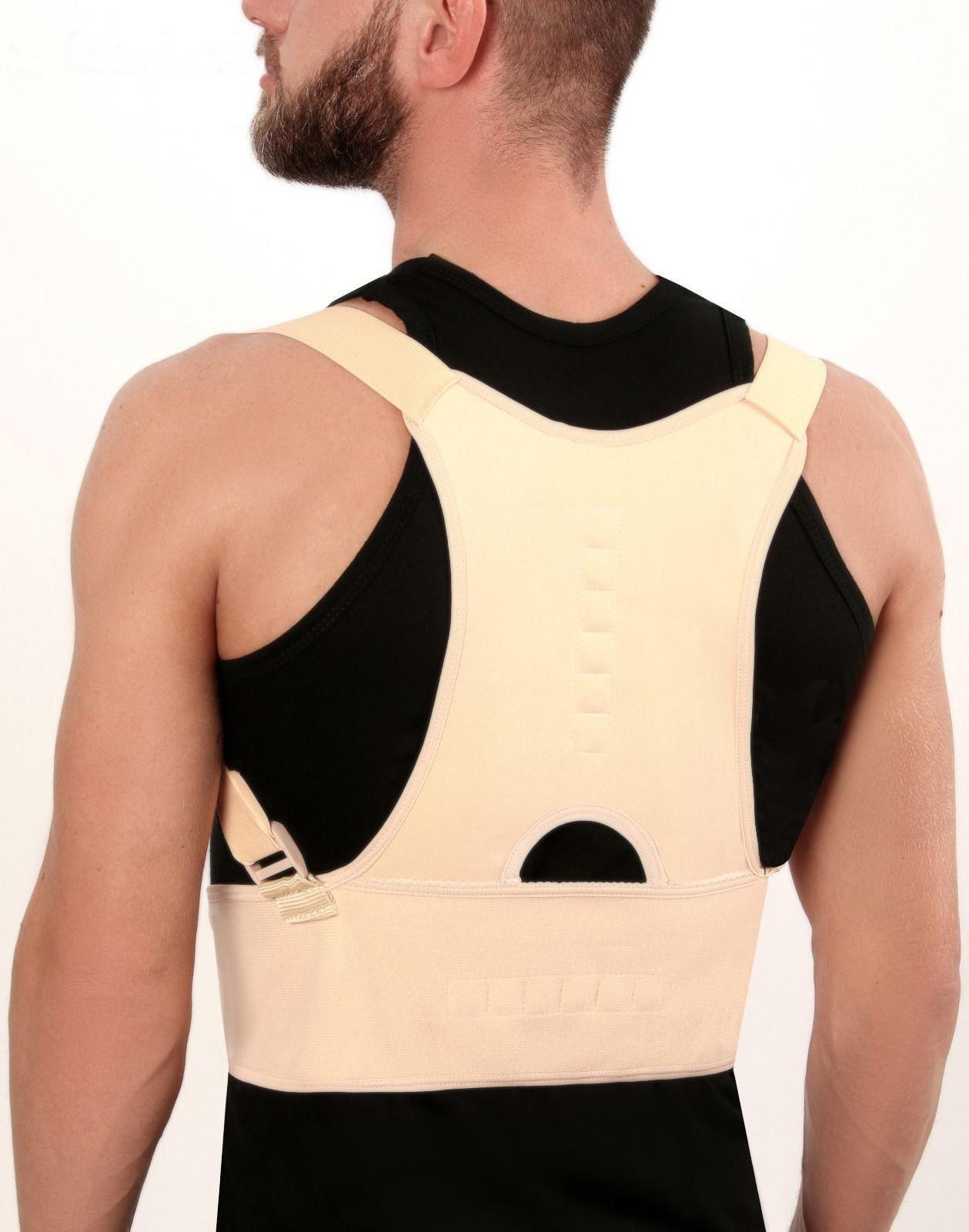 Массажёр-фиксатор для осанки и поясницы, на фастексах, размер L-XL, цвет бежевый