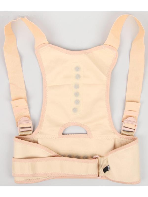 Массажёр-фиксатор для осанки и поясницы, на фастексах, размер L-XL, цвет бежевый