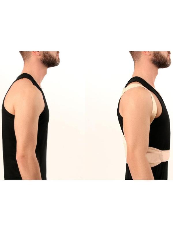 Массажёр-фиксатор для осанки и поясницы, на фастексах, размер L-XL, цвет бежевый