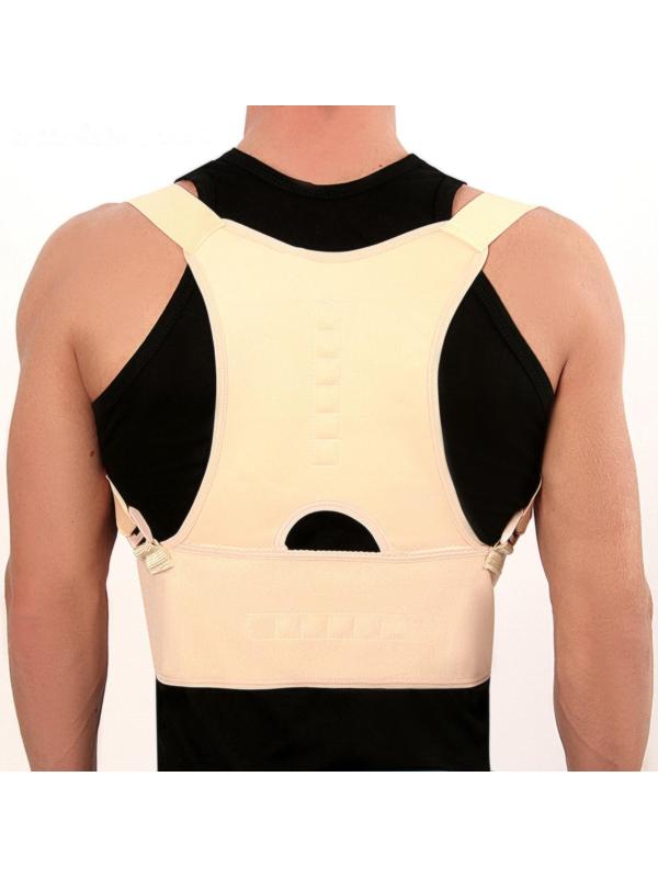 Массажёр-фиксатор для осанки и поясницы, на фастексах, размер L-XL, цвет бежевый