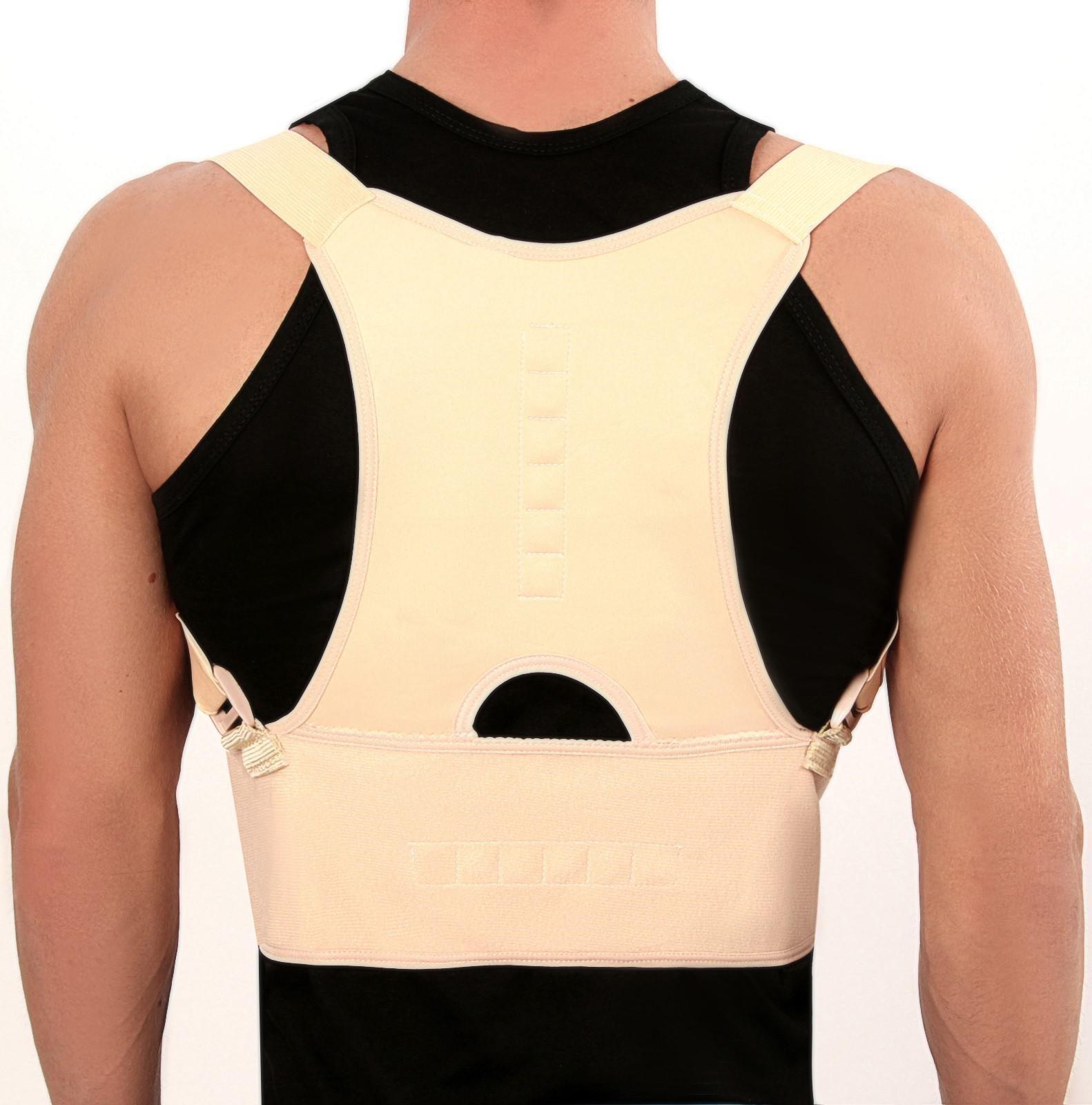 Массажёр-фиксатор для осанки и поясницы, на фастексах, размер 2XL-3XL, цвет бежевый